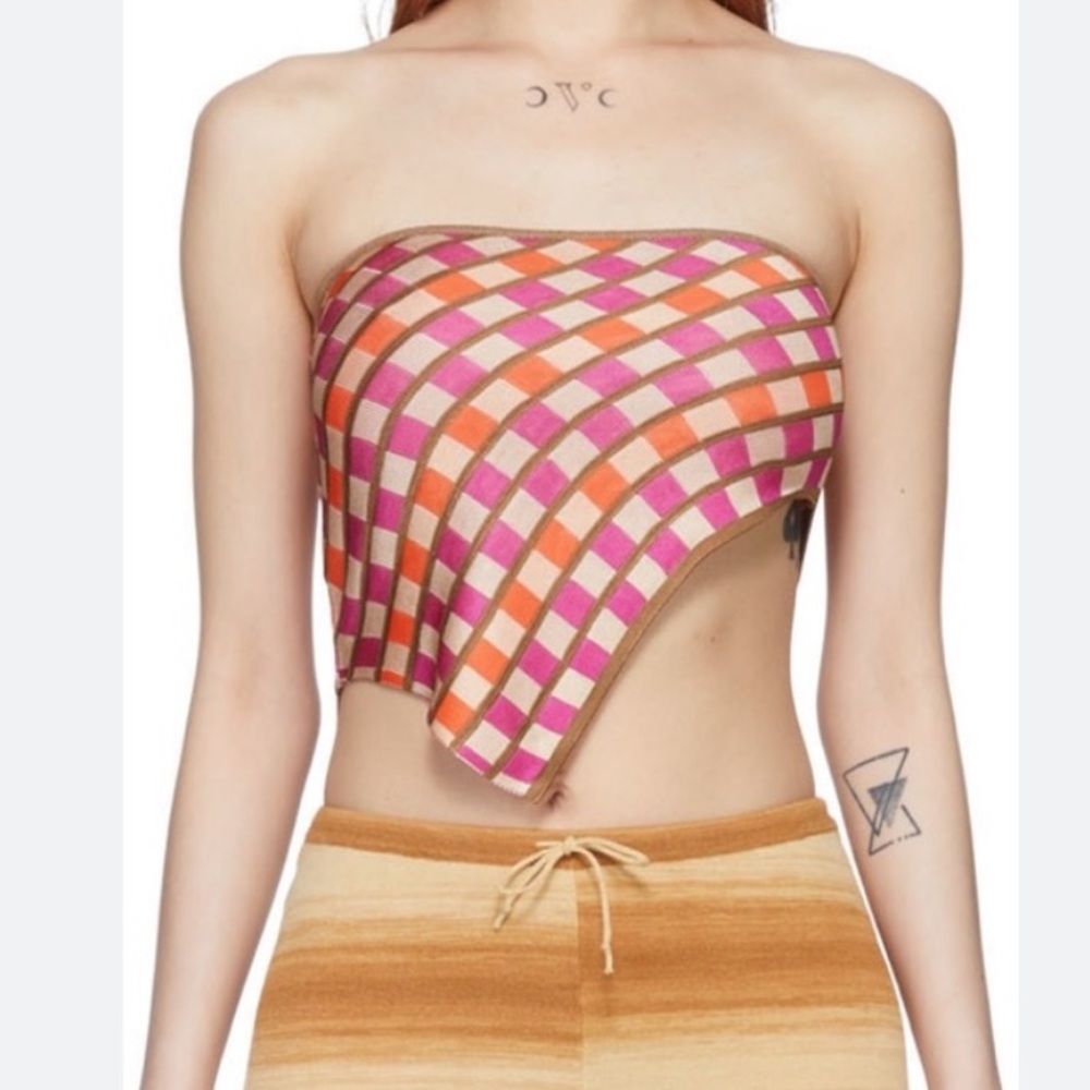 Gimaguas Pink and Orange Asymmetrical Top
